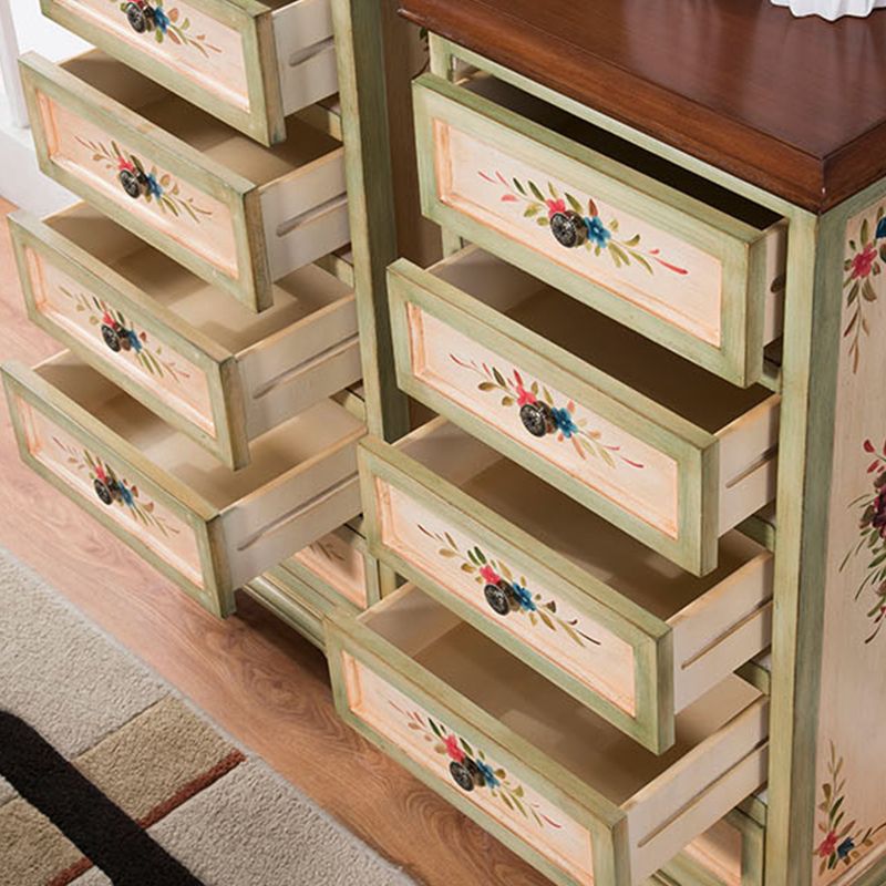 Traditional Vertical Bedroom Chest Solid Pine Storage Chest with Drawers