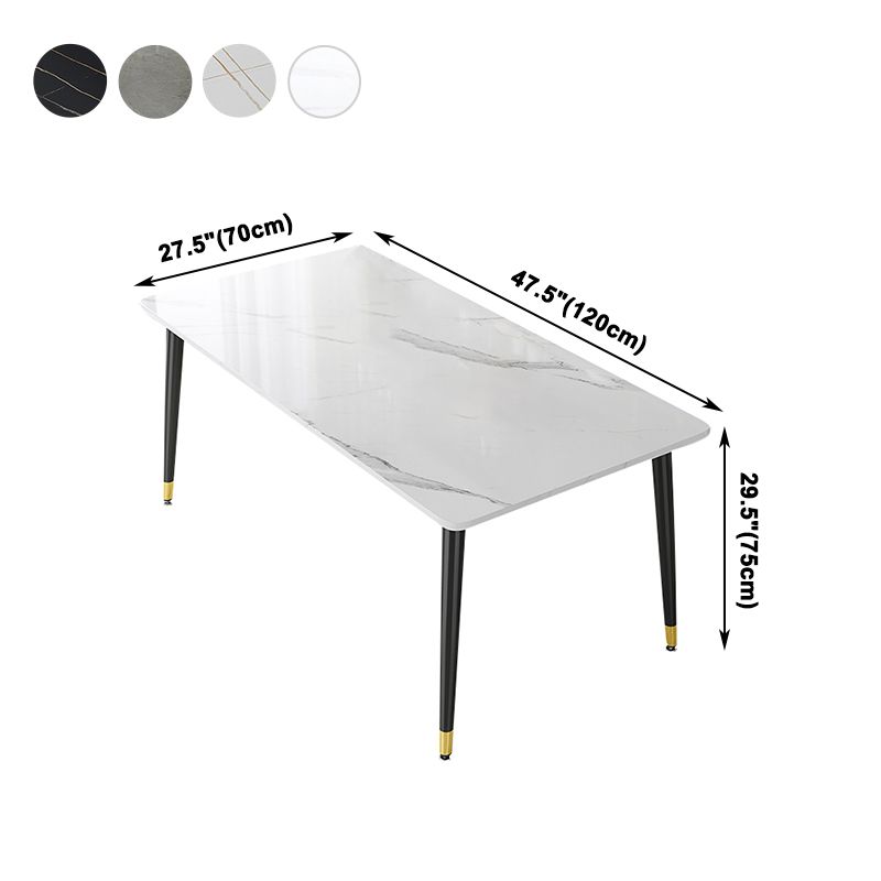 Industrial Kitchen Sintered Stone Top Dining Table Rectangle Dining Table with 4 Legs Base