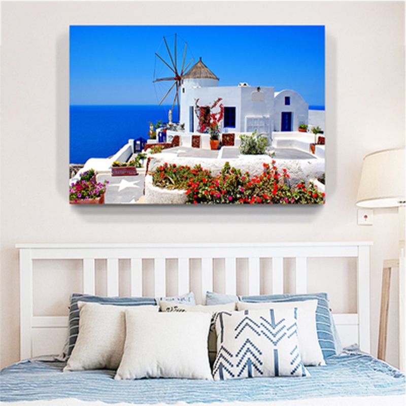 Photograph Coastal Canvas Wall Art Beach Scenery in Light Color for Sitting Room