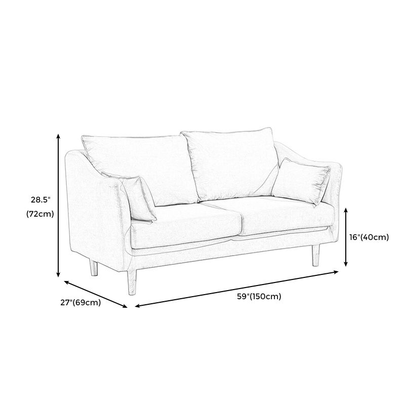 Scandinavian Loose Back Sofa 27.17" H Square Arm Slipcovered Loveseat