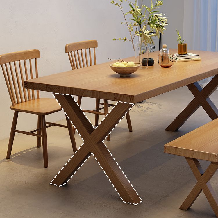 Industrial Dinner Table Rectangle Solid Wood Dinette Table in Brown