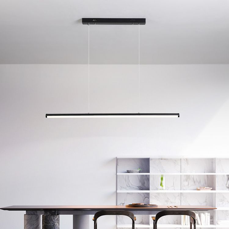Linear Shape Island Pendant Contemporary Style Metal 1 Light Island Pendant Light in Black