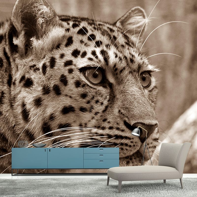 Customized Leopard Portrait  Mural Stain Resistant Wall Art for Bedroom