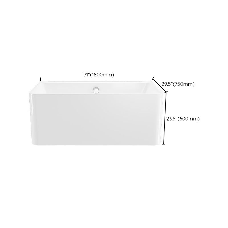 Rectangular Acrylic Soaking Bathtub Antique Finish Back to Wall Bath Tub