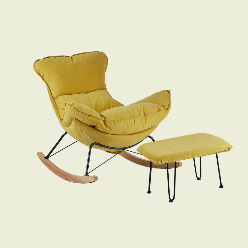 High Back Rocking Chair Ergonomic with Padded Seat Rocker Chair  with Ottoman