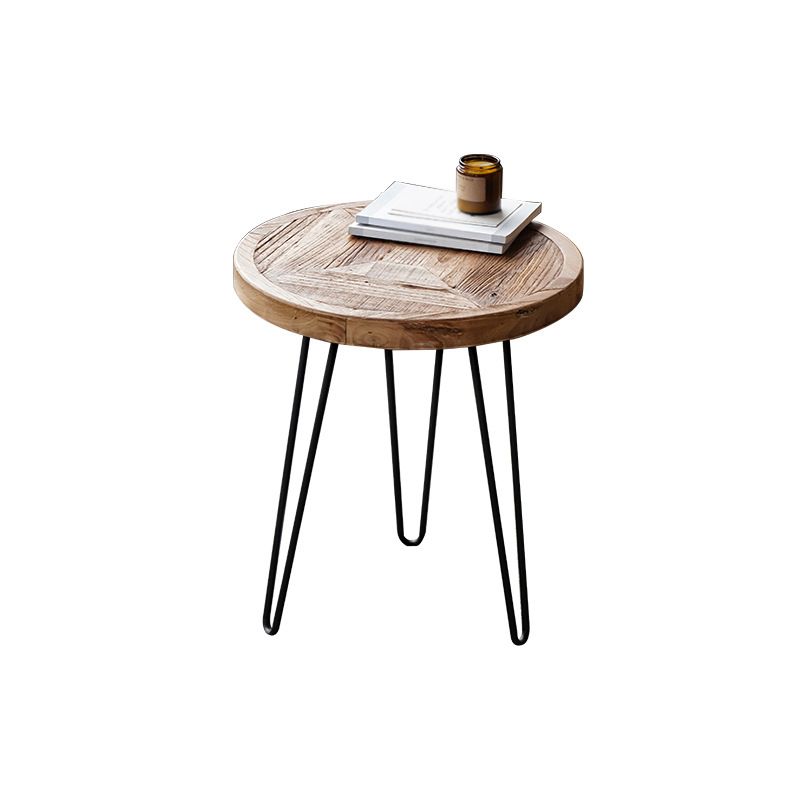 Nordic Style Cocktail Table Brown Elm Wood Top Metal Base Round/square Coffee Table