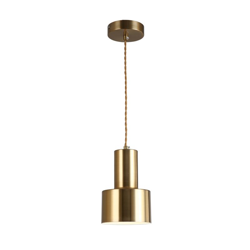 Metal Shaded Pendant Lighting Fixture Simple Style Gold Hanging Lamp Kit for Bedroom