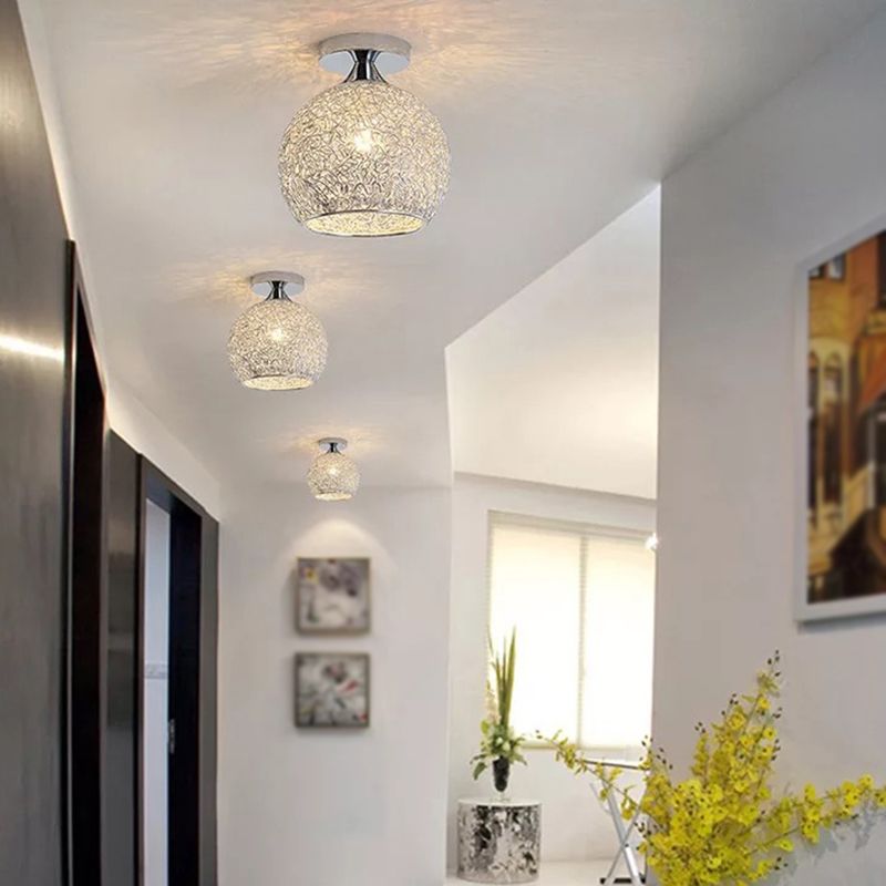 Polish Finish Flush Mount Lighting Contemporary Metal Ceiling Light for Foyer