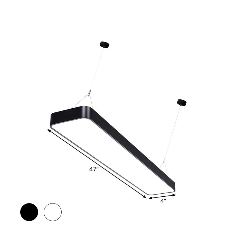 Modern LED Pendant Light Fixture Black/White Rectangle Hanging Ceiling Lamp with Acrylic Shade, 4"/8"/12" W