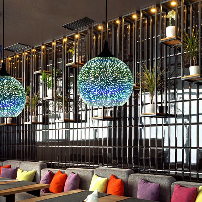 Geometry Dining Room Pendant Lamp 3D Firework Glass 1 Bulb Modern Hanging Light Fixture