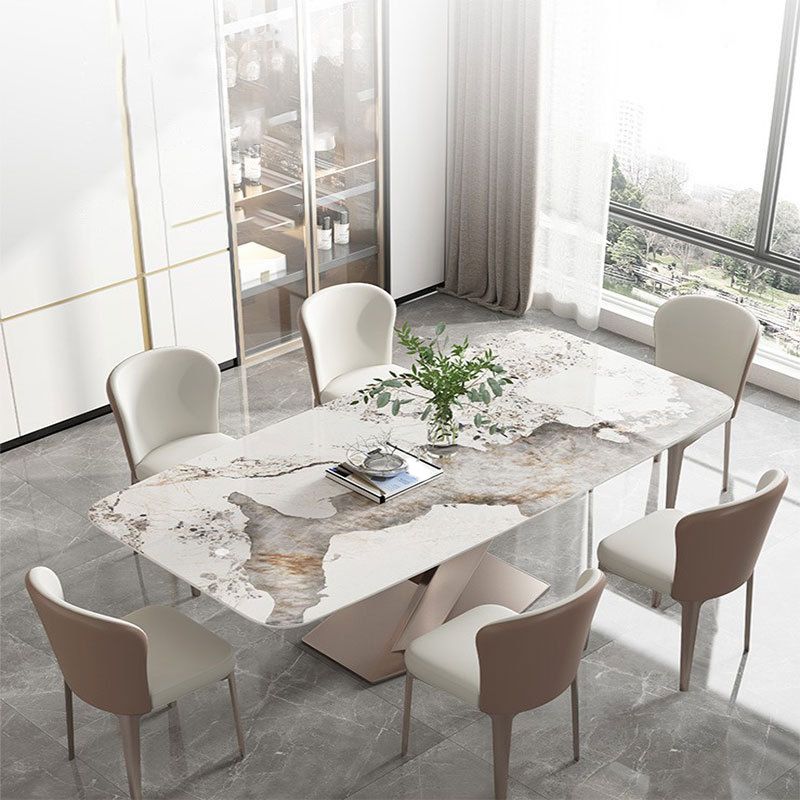 Nordic Sintered Stone Top Dining Set Rectangle 1/4/5/7 Pieces Dining Table with Chairs