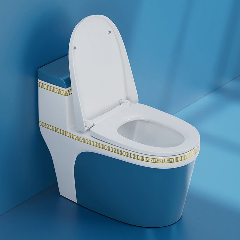 Traditional One Piece Toilet Floor Mounted Toilet Bowl with Slow Close Seat for Washroom