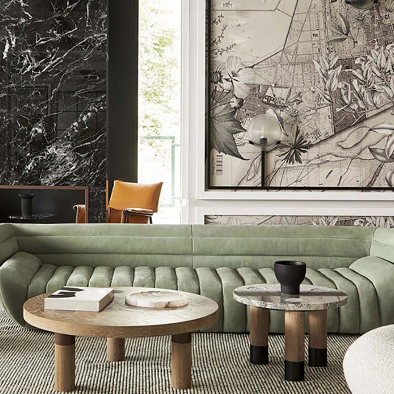 Transitional Modern Biscuit Back Sofa 23.62"High Velvet Tuxedo Arm Chesterfield Sofa