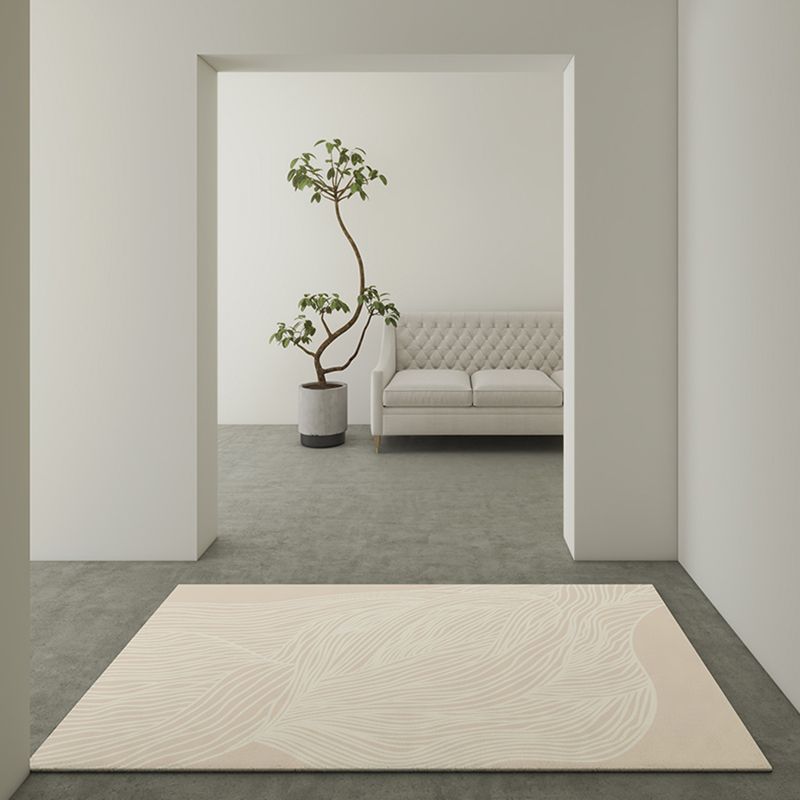 Solid Color Simplicity Area Carpet Polyester Random Stripe Indoor Rug Easy Care Rug for Living Room