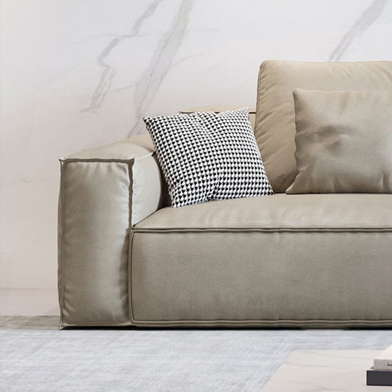 Square Arm down Fill Sofa 2 Seater Low Back Faux Leather Sofa