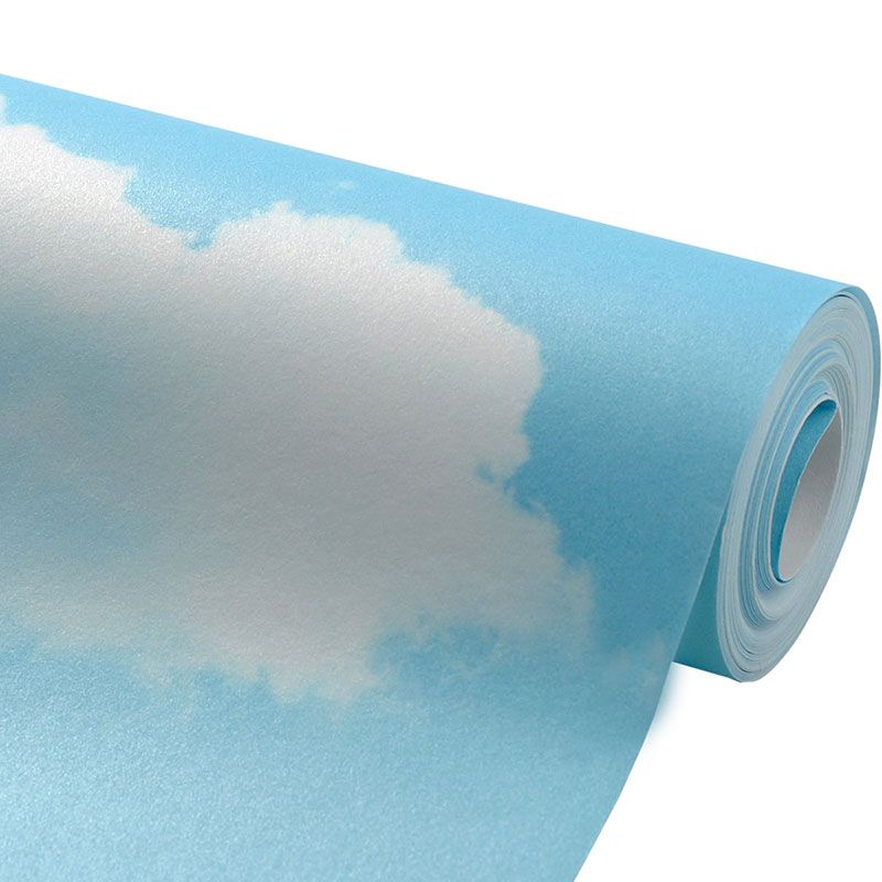 20.5" x 33' Cloud Wallpaper in Pastel Color Non-Woven Fabric Wall Covering for Kids, Non-Pasted