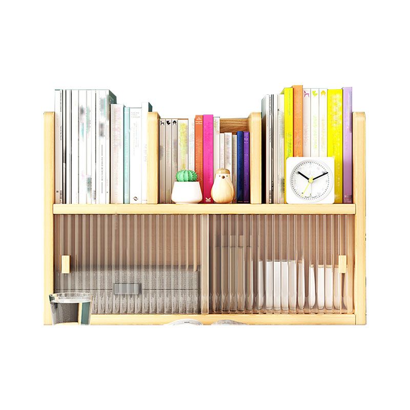 Closed Back Bookshelf Contemporary Solid Wood Bookcase with Doors
