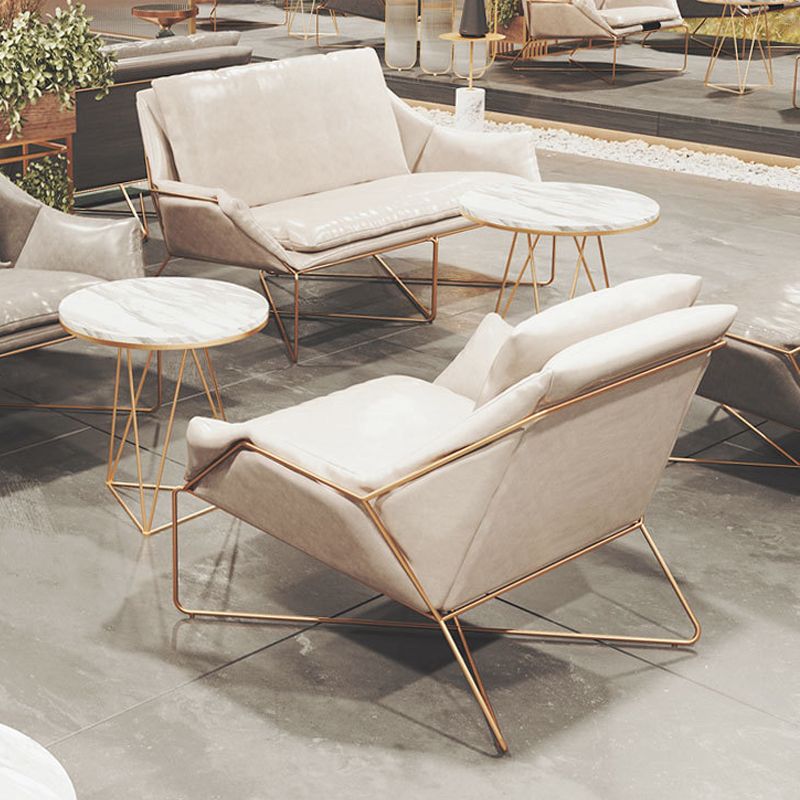 27.56" Wide Scandinavian Style Accent Armchair Cross Metal Frame Arm Chair