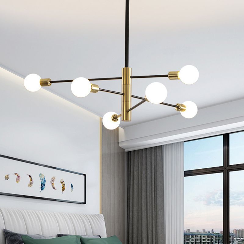 Zwarte moleculaire kroonluchter verlichting modern bolglas hangend licht licht voor woonkamer