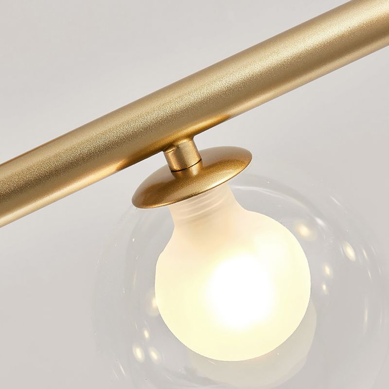 Bubble Clear Glass Island Ceiling Light Modern Style 5/6 Lights Black/Gold Finish Pendant Light Fixture for Dining Room