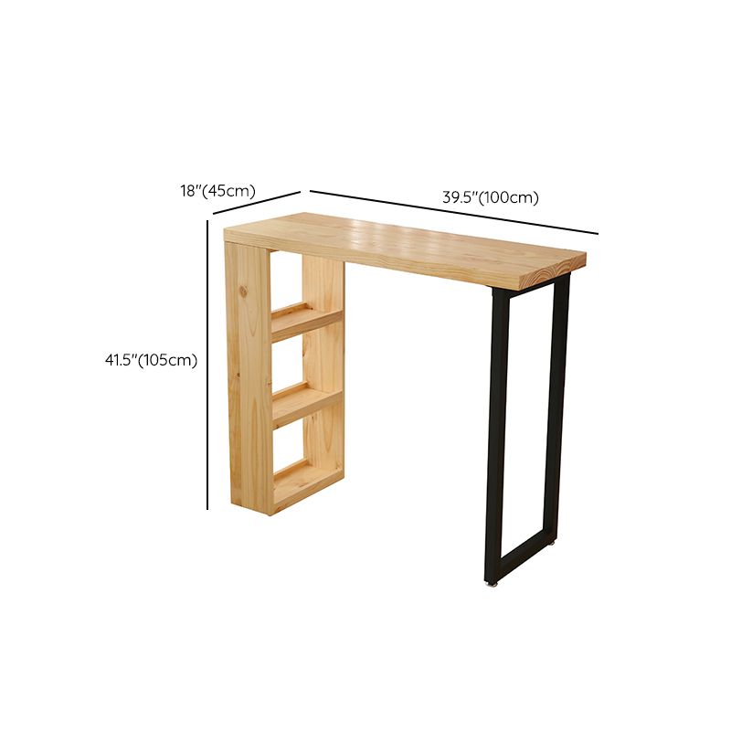 Pine Wood Bistro Table with Storage Modern Pub Table for Home