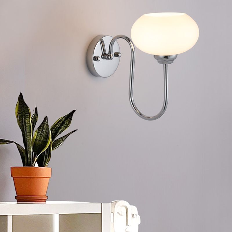 Nordic Style Wall Light Silvery Wall Lamp with Glass Shade for Bedroom