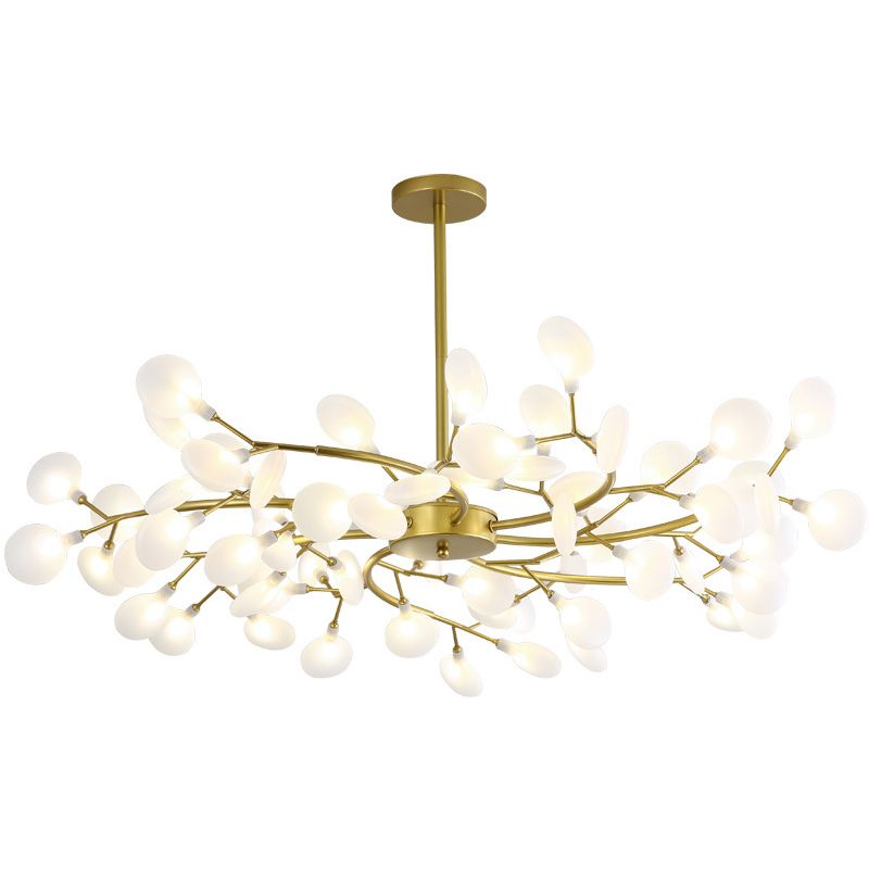 Lámpara de techo dorada contemporánea Candelera de techo de luz múltiple acrílico para sala de estar