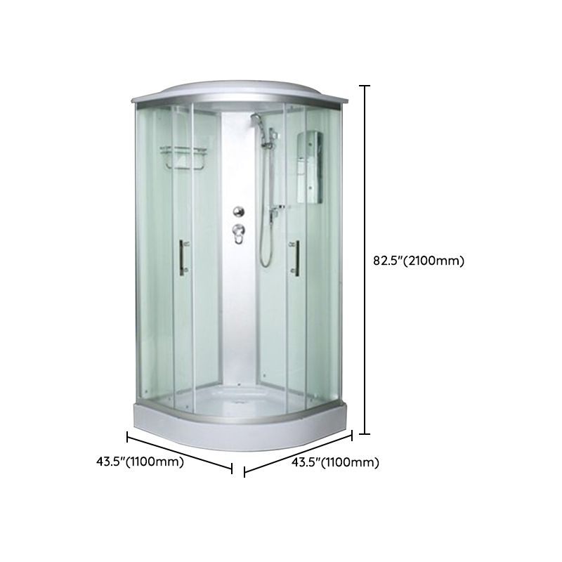 Rounded Shower Stall Double Sliding Shower Stall with Rain Shower