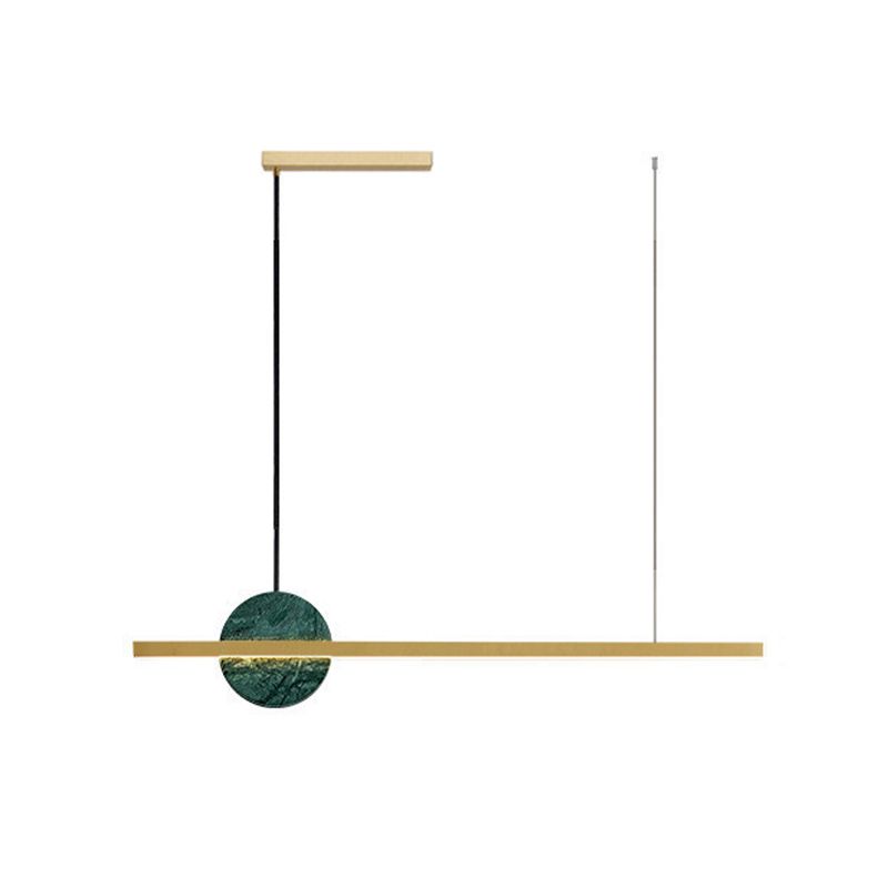 Brass and Marble Pendant Ceiling Fixture Linear 1 Light Kitchen Island Light