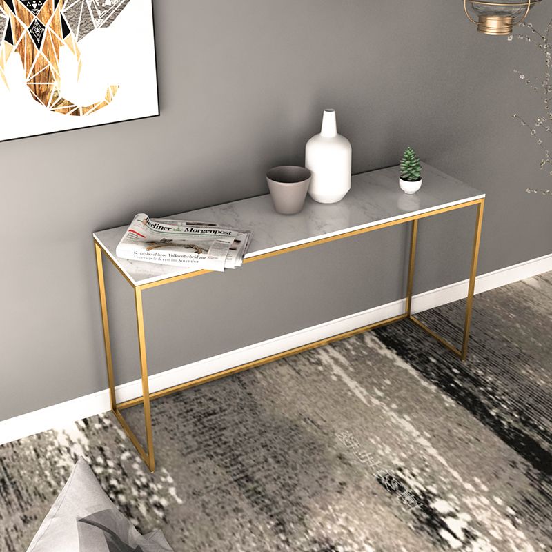 Glam Marble Rectangle Sofa Table Scratch Resistant Stain Resistant Accent Table