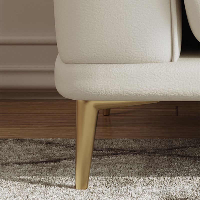Sloped Arm Sofa with Chaise in White Sewn Pillow Back Faux Leather Sofa - 68.9" D