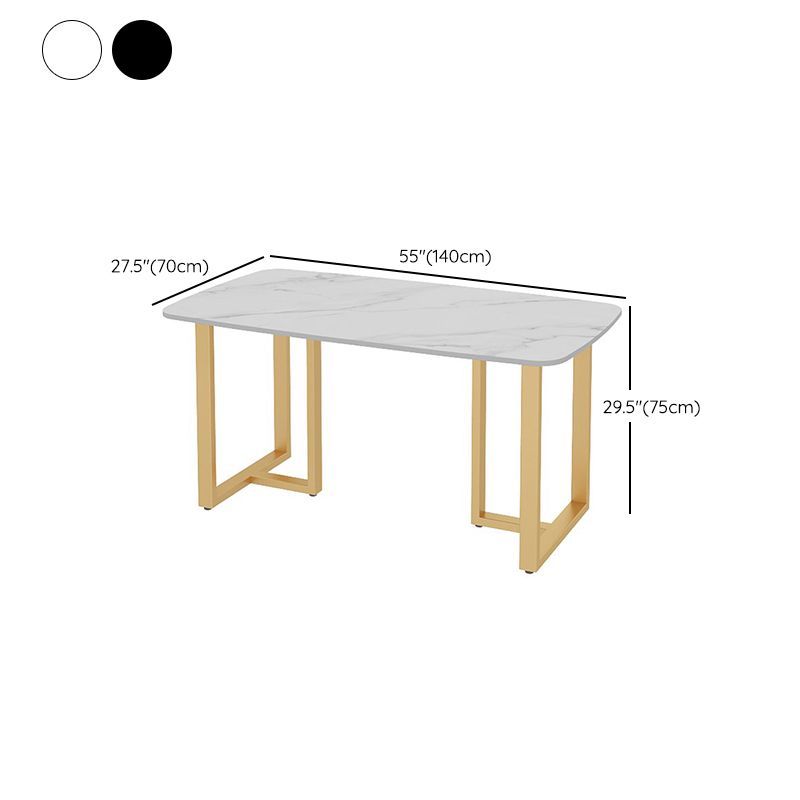 Slate and Metal Table Glam Style Restaurant Rectangular Dining Table