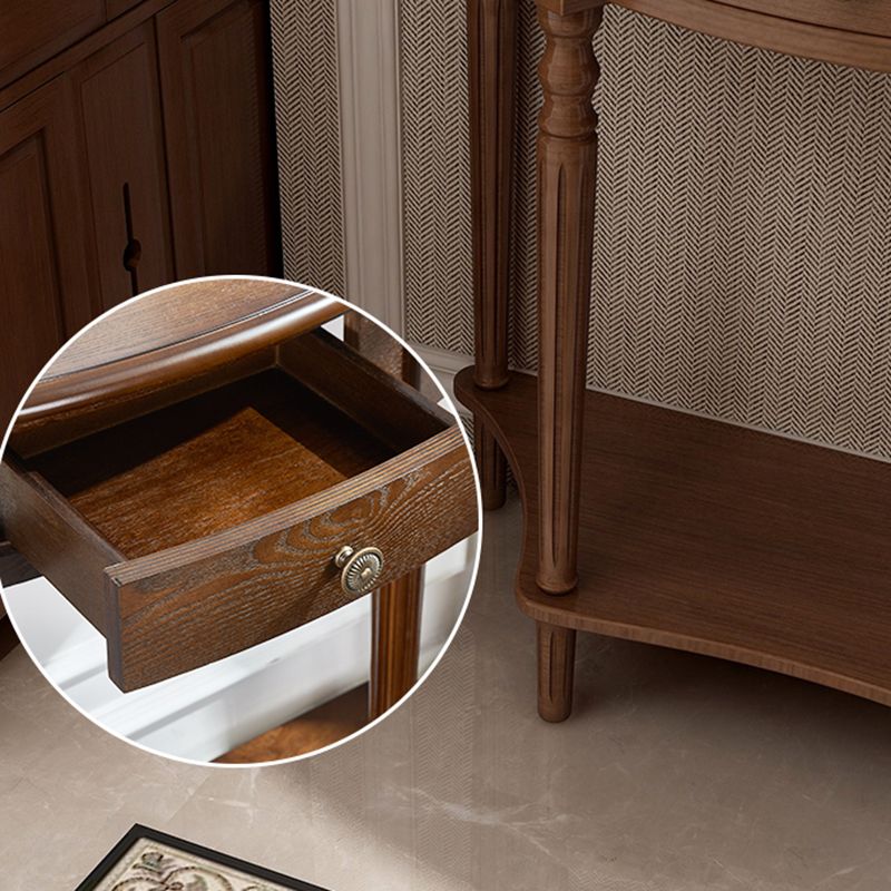 Storage Solid Wood Console Table Half Moon Mid-Century Modern Console