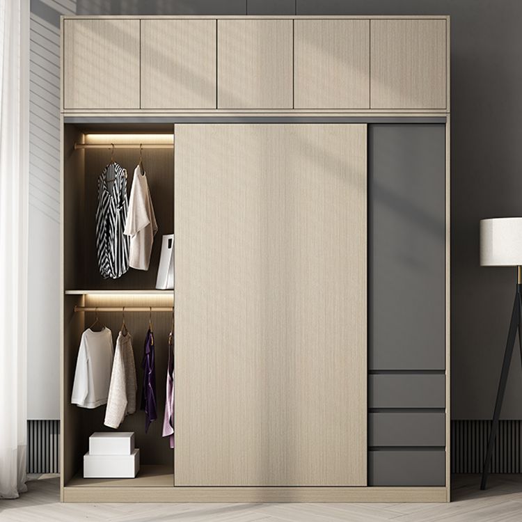 Engineered Wood Wardrobe Armoire Modern Sliding Door Wardrobe
