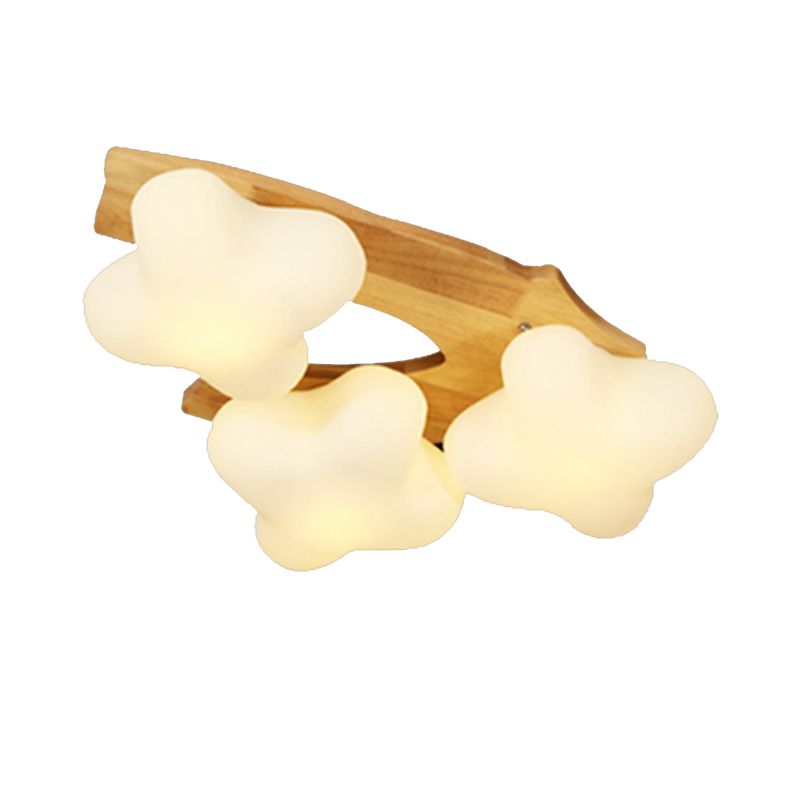 Geometric Shape Glass Flush Light Modern Style Multi Lights Flush Mount Fixture in Brown
