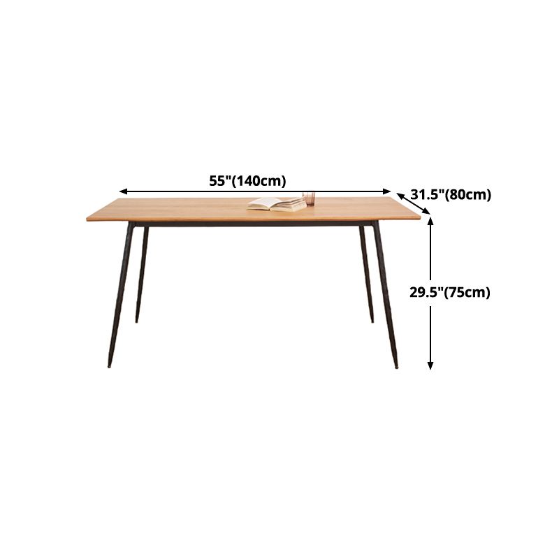Metal Industrial Rectangle Dining Table Solid Wood Top Table with 4 Black Legs