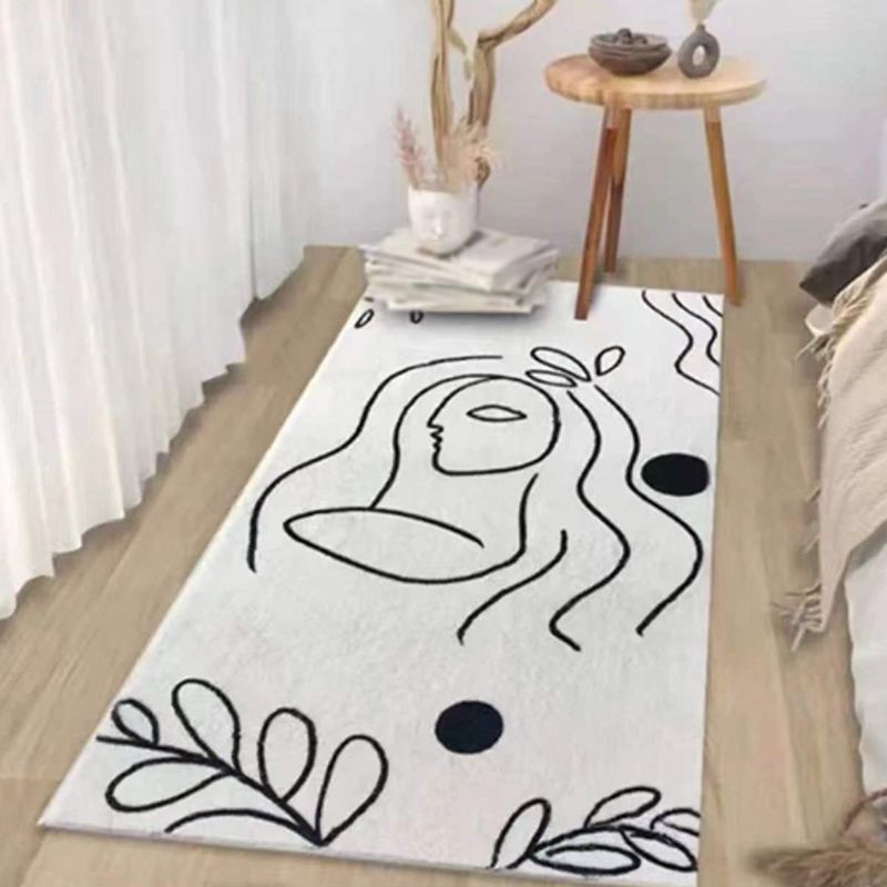 Orange Modern Rug Polyester Flower Rug Non-Slip Backing Area Rug for Home Decor