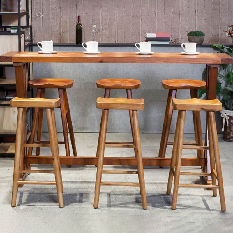 Contemporary Solid Wood Dining Stool Backless Bar Stool with Footrest