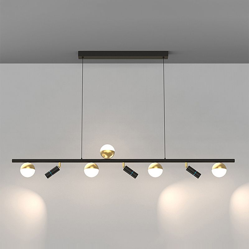 Acrylic Ball Spotlight Island Lamp Minimalist Black and Gold LED Hanging Lamp for Restaurant