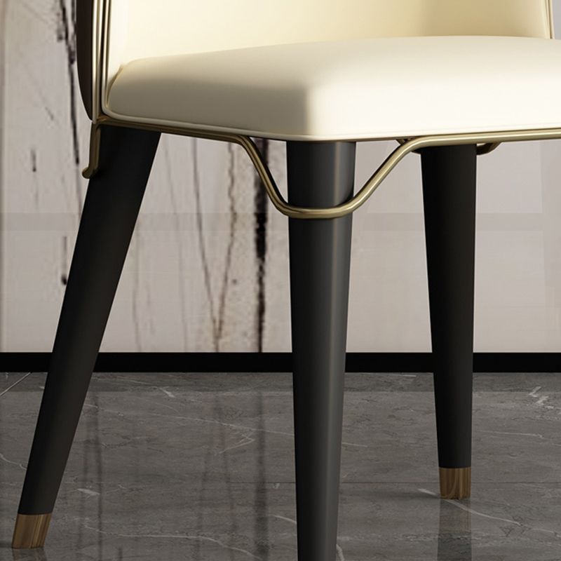 Minimalist Style Leather Dining Side Chairs Wingback Armless Chairs for Home Use