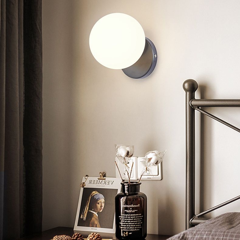 Modern Simplicity Indoor Wall Lamp 7.5" H Orb Glass Shade Mini Sconce Light for Bedroom