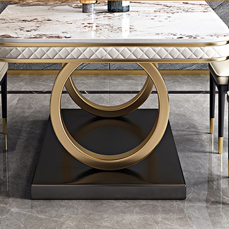 Rectangular Table Sintered Stone Dining Table with Stainless Steel Frame
