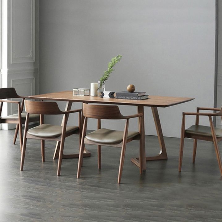 Rectangle Double Pedestal Table Modern Pine Solid Wood Dining Site Table