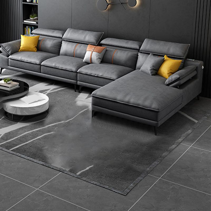 Grey Modern Adjustable Sofa & Chaise Pillow Top Arm Sectional