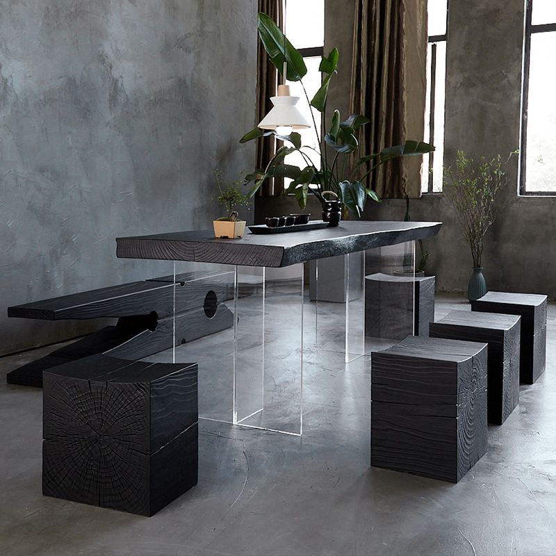 Modern Black in Pine Dining Table Specialty Dining Table for Kitchen