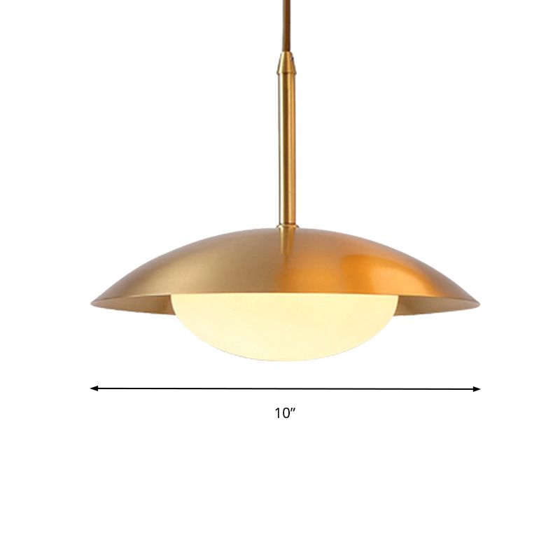 Hemisphere Metal Hanging Light mit Glasschatten einfacher Stil goldener einzelner Kopf Anhänger Licht für Esszimmer