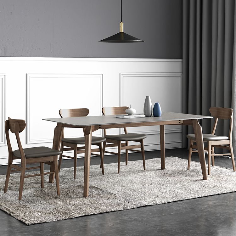 Contemporary Gray Sintered Stone Dining Table Rectangle Shape Standard Dining Table for Kitchen