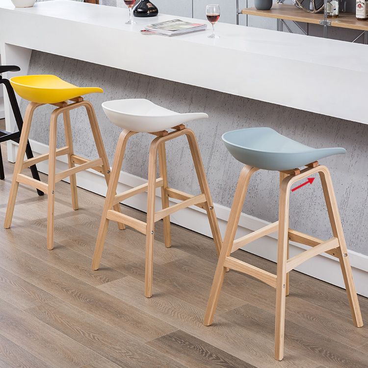 Modern Backless Barstool Indoor Wood Bar Stool with Acrylic Seat