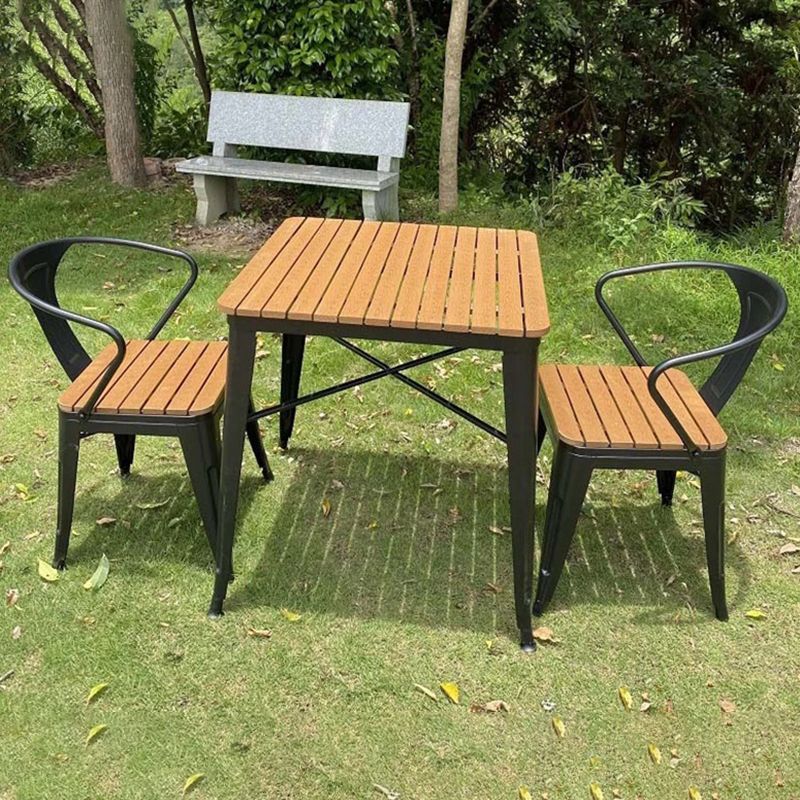 Industrial 1/3/5/7 Pieces Metal Dining Set Reclaimed Wood Table Set for Outdoor