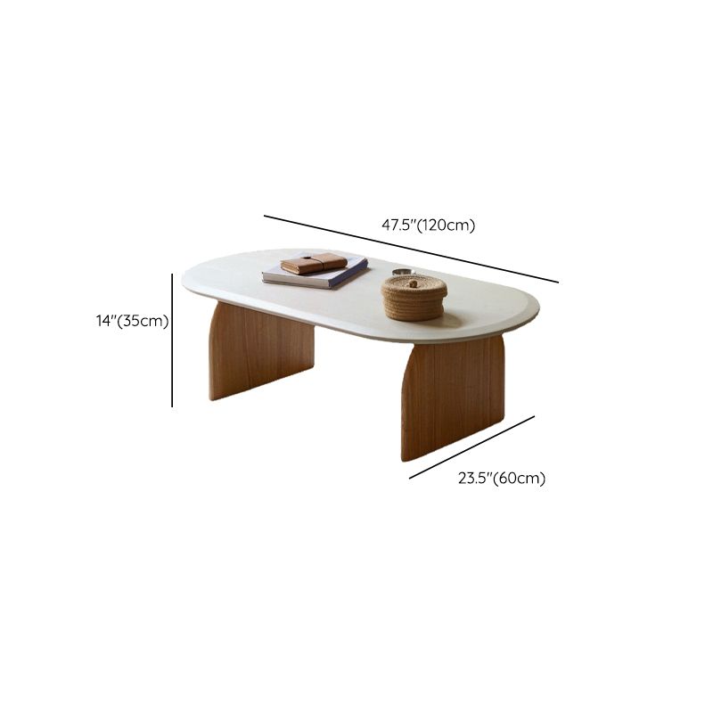 Scandinavian Pine Wood Coffee Table with Sled Base Oval Coffee Table